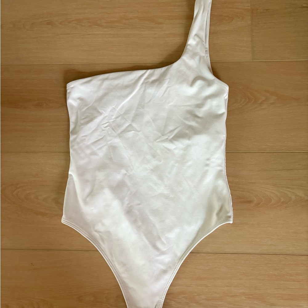 Aritzia White One-Shoulder Bodysuit